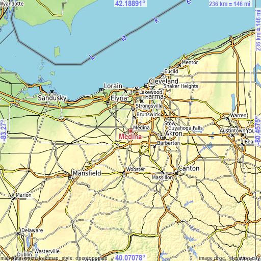 Topographic map of Medina