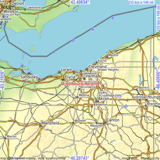 Topographic map of Middleburg Heights