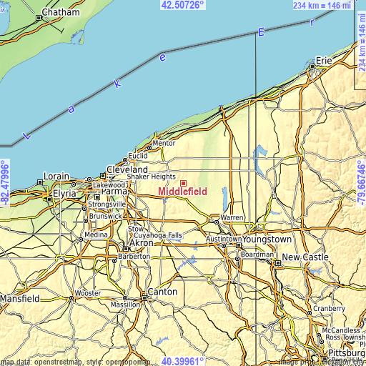 Topographic map of Middlefield