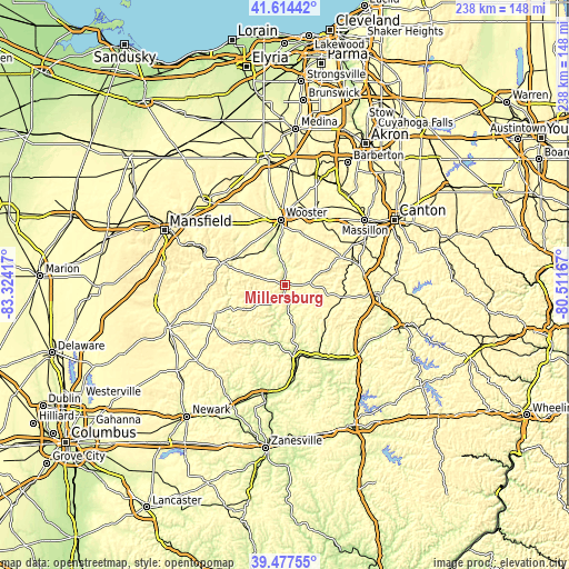 Topographic map of Millersburg