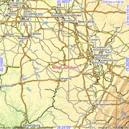 Topographic map of Mingo Junction