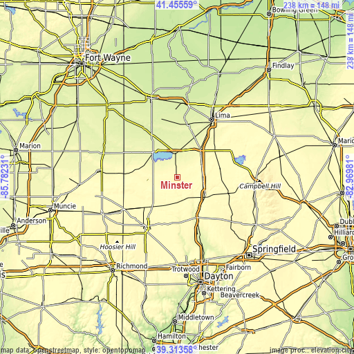 Topographic map of Minster