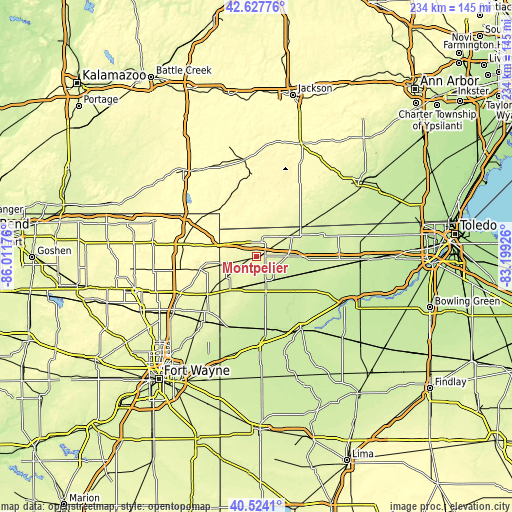 Topographic map of Montpelier