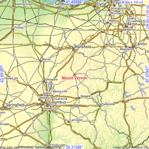 Topographic map of Mount Vernon