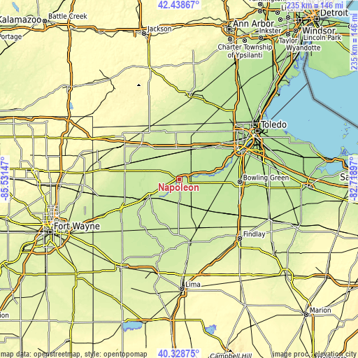 Topographic map of Napoleon