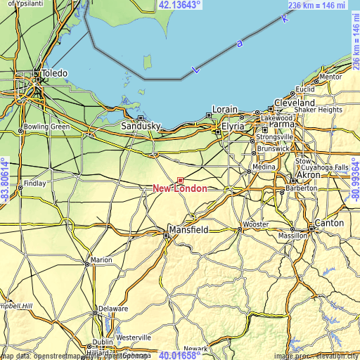 Topographic map of New London