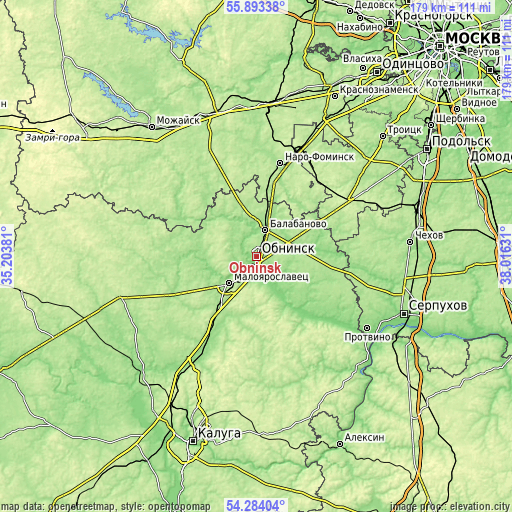 Topographic map of Obninsk