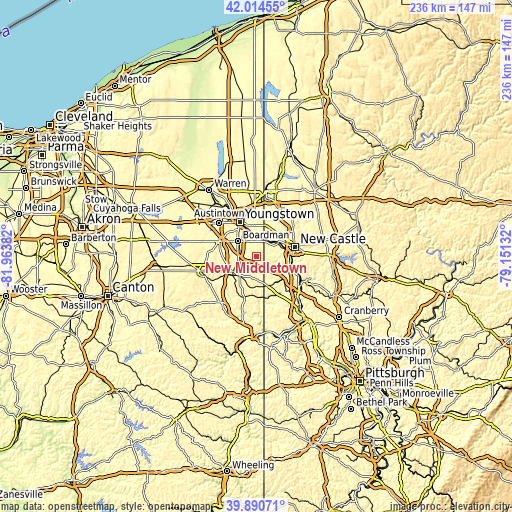 Topographic map of New Middletown