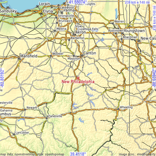 Topographic map of New Philadelphia