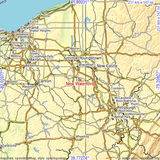 Topographic map of New Waterford