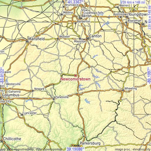 Topographic map of Newcomerstown