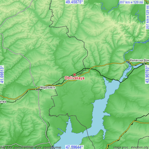 Topographic map of Oblivskaya