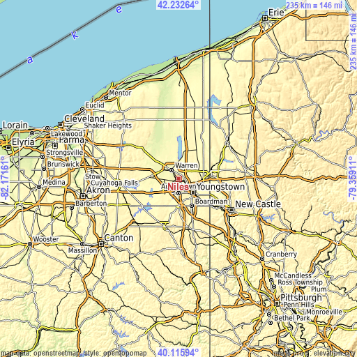 Topographic map of Niles