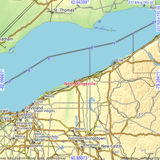 Topographic map of North Kingsville