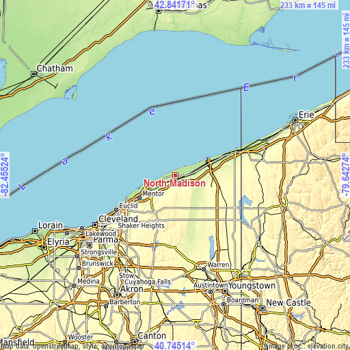 Topographic map of North Madison