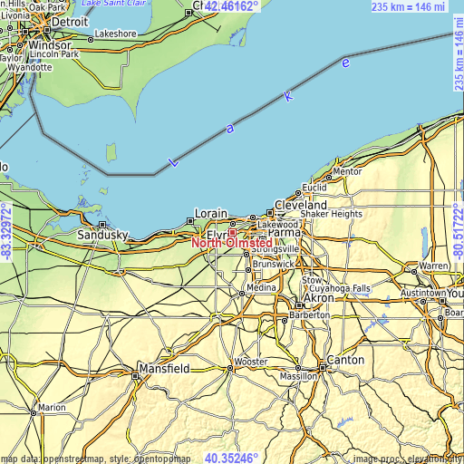 Topographic map of North Olmsted