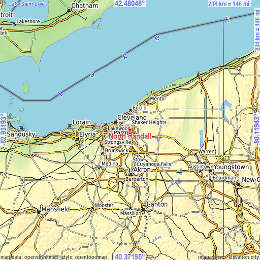 Topographic map of North Randall