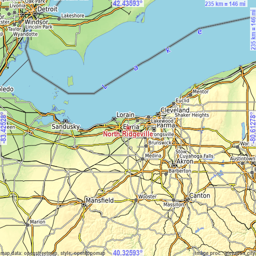 Topographic map of North Ridgeville