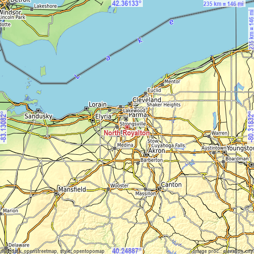 Topographic map of North Royalton