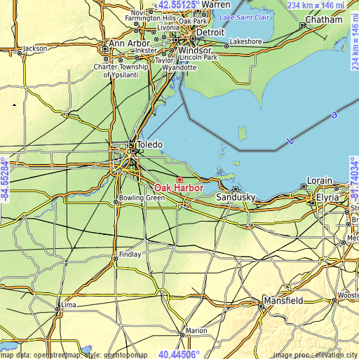 Topographic map of Oak Harbor