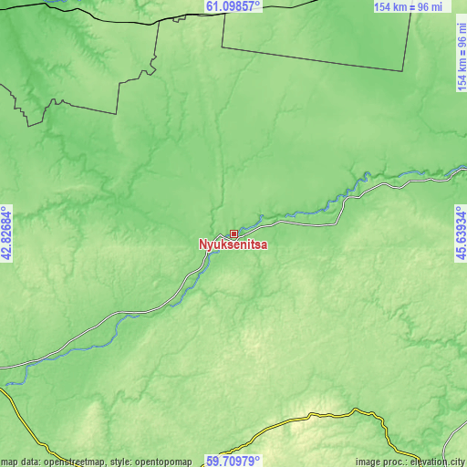 Topographic map of Nyuksenitsa