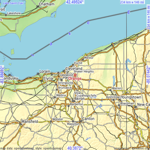 Topographic map of Orange