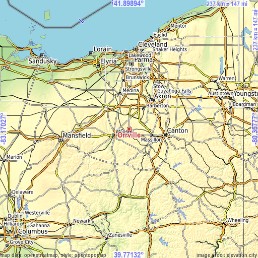 Topographic map of Orrville