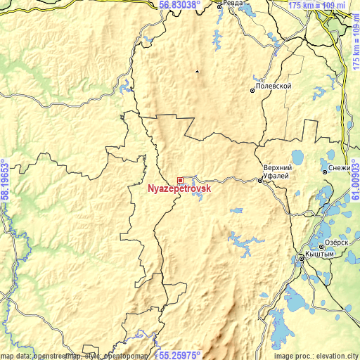 Topographic map of Nyazepetrovsk