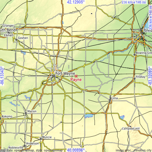 Topographic map of Payne