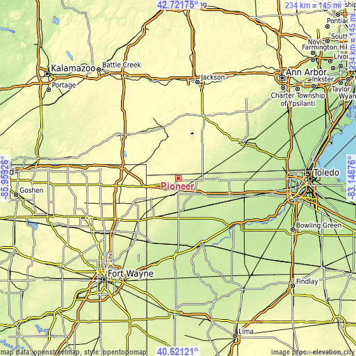 Topographic map of Pioneer