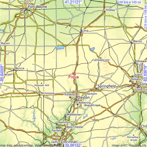 Topographic map of Piqua