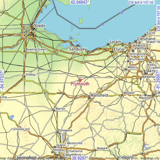 Topographic map of Plymouth