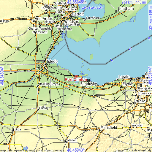 Topographic map of Port Clinton