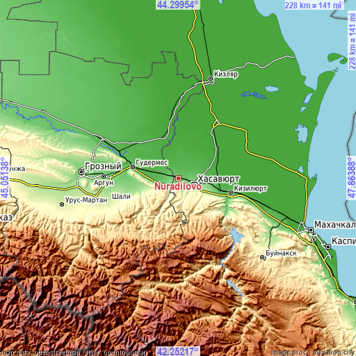 Topographic map of Nuradilovo