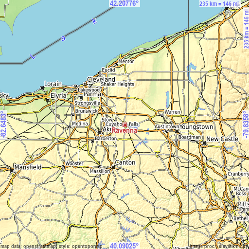 Topographic map of Ravenna