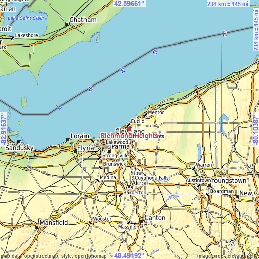 Topographic map of Richmond Heights