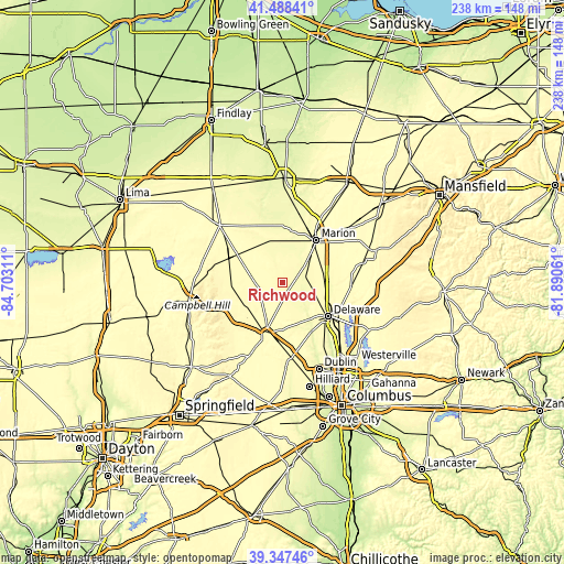 Topographic map of Richwood