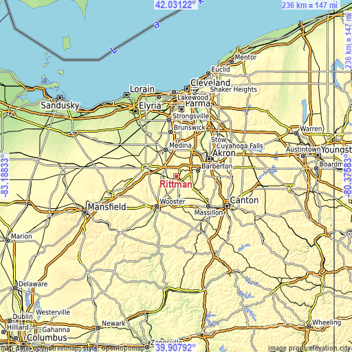 Topographic map of Rittman