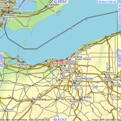 Topographic map of Rocky River