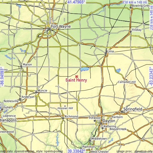 Topographic map of Saint Henry