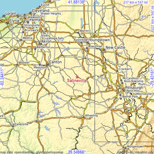 Topographic map of Salineville