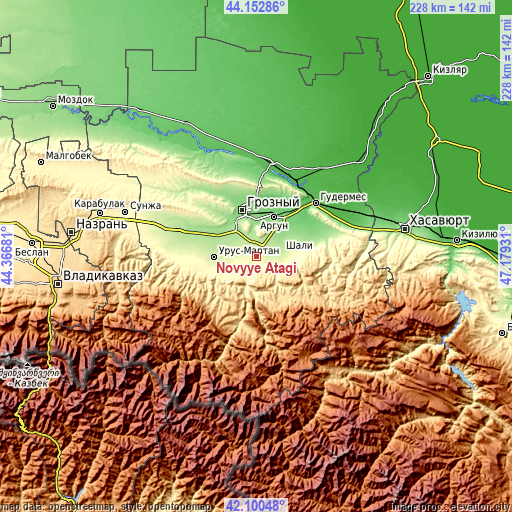 Topographic map of Novyye Atagi