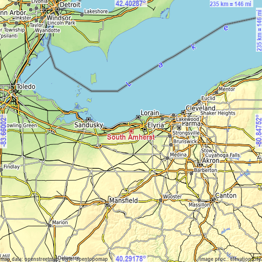 Topographic map of South Amherst