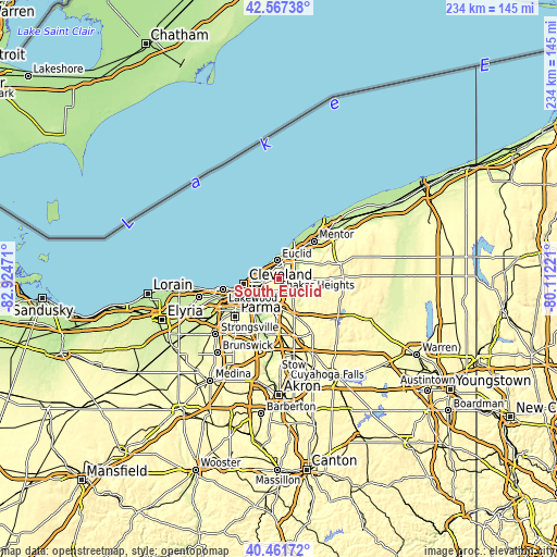 Topographic map of South Euclid