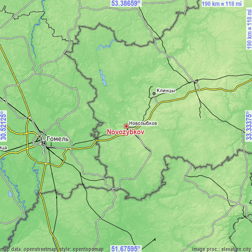 Topographic map of Novozybkov