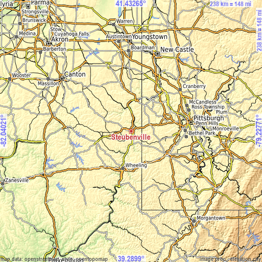 Topographic map of Steubenville