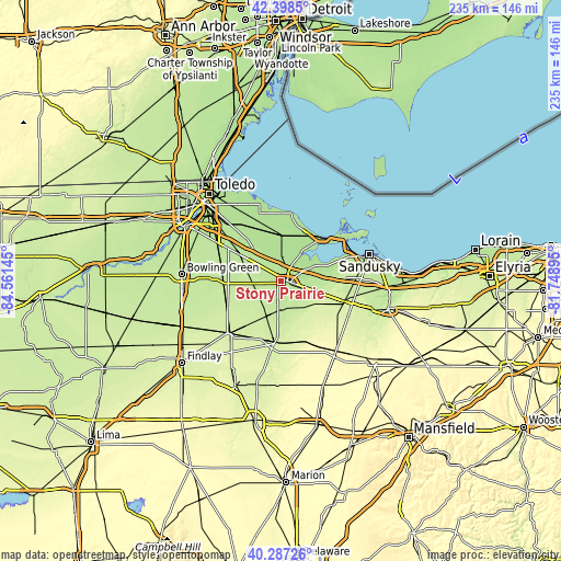 Topographic map of Stony Prairie