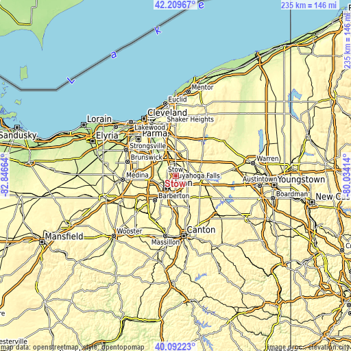 Topographic map of Stow