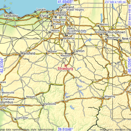 Topographic map of Strasburg