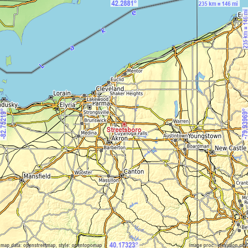 Topographic map of Streetsboro